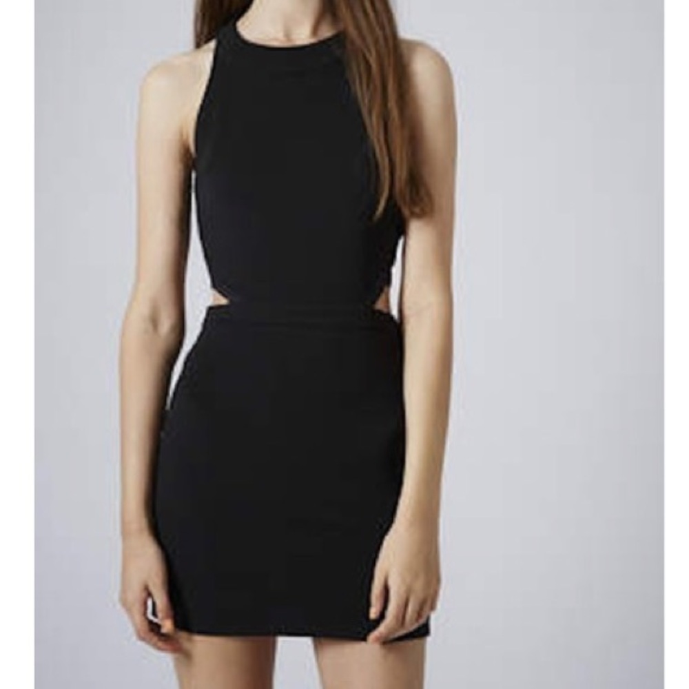Topshop Black Side‎ Cage Cutout Bodycon Dress Size 8